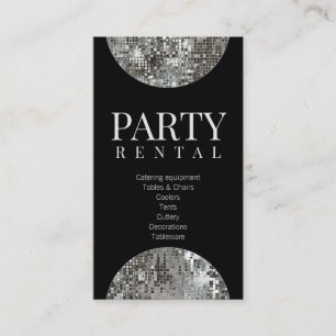 Party Rental Tableware Star Disco Ball Black Card Visitenkarte