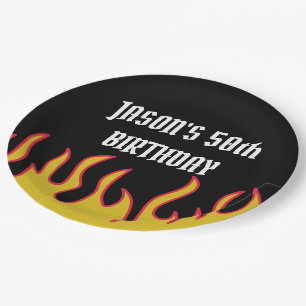 Party "Rock and Roll Flames Custom Message" Pappteller