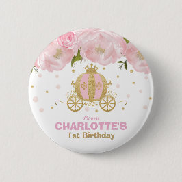 Party-Rosa-Goldwagen Prinzessin-1. Geburtstag Button