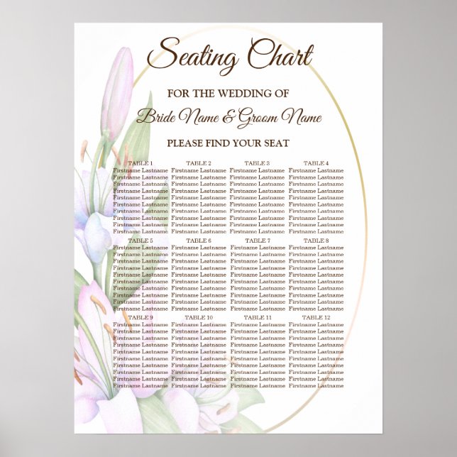 Party Rosa Lily Blume Golden Frame Schöne Poster (Vorne)