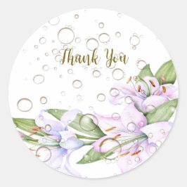 Party Rosa Lily Blume Golden Frame Schöne Runder Aufkleber