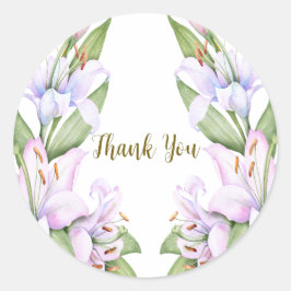 Party Rosa Lily Blume Golden Frame Schöne Runder Aufkleber