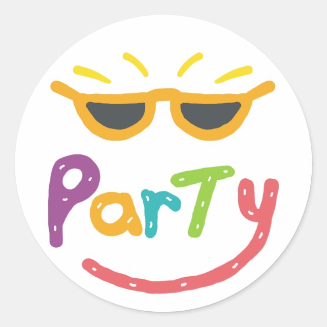 Party Runder Aufkleber (Vorderseite)