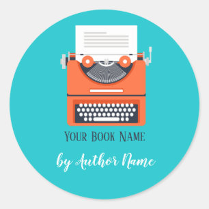 Party-Schreibmaschine buchen Runder Aufkleber