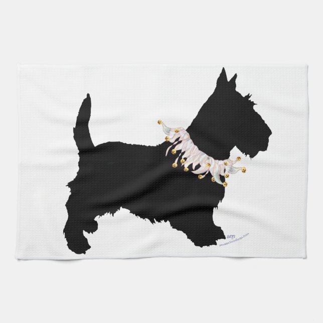 Party Scottie in Silhouette Geschirrtuch (Horizontal)