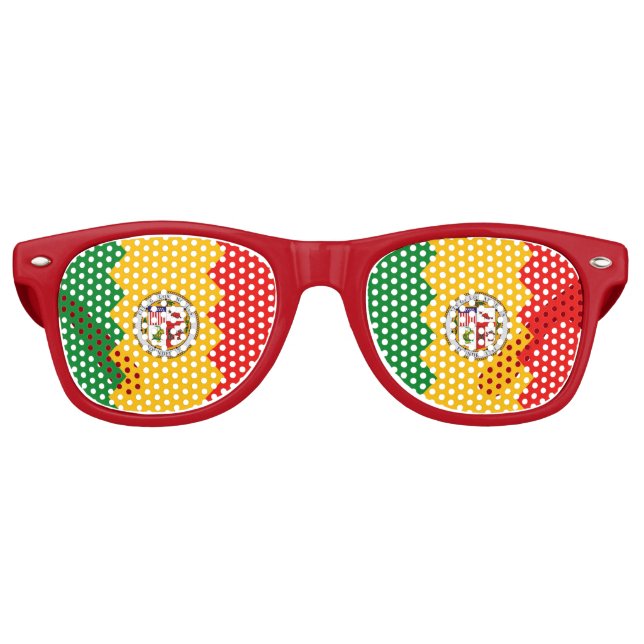 Party Shades Sonnenbrille mit Fahne von Los Angele (Vorderseite)