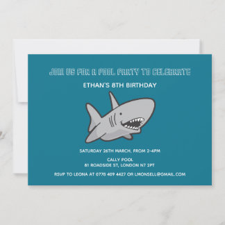 Party Shark Birthday Einladung