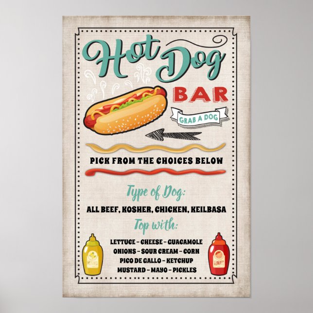 Party-Signierung des Hot Dog-Bar Poster (Vorne)