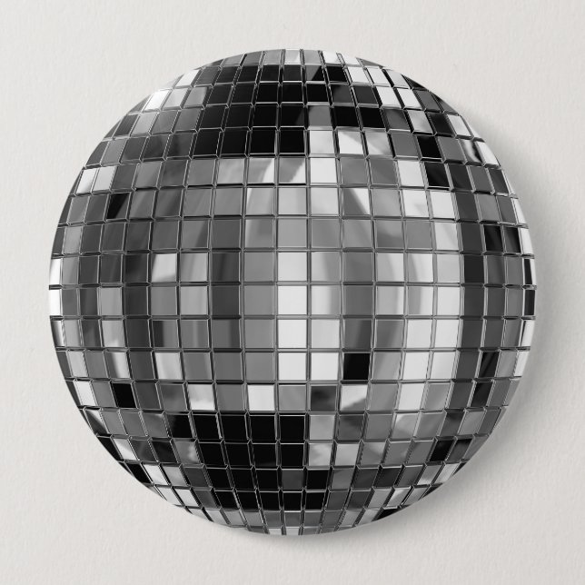 Party-silberner Disco-Ball-enormer Knopf Button (Vorderseite)