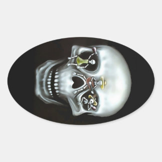 Party Skull Ovaler Aufkleber