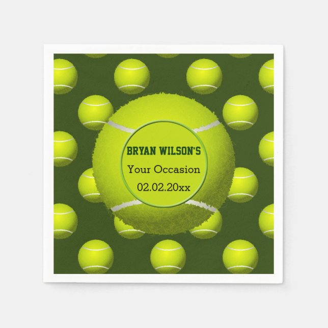 Party Sport Tennis Thema Personalisierte Serviette (Vorderseite)