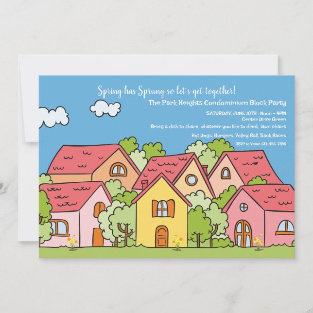 Party "Spring Neighbhood Block" Einladung (Vorderseite)