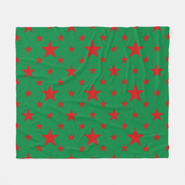 Party Stars Red auf Green Fleecedecke (Vorderseite (Horizontal))