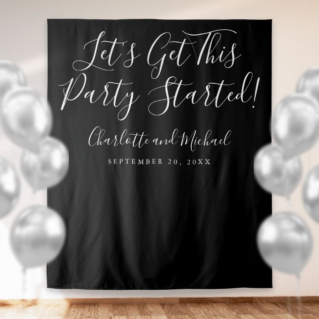 Party startete Skript Schwarz-Weiß-Foto-Prop Wandteppich (Von Creator hochgeladen)