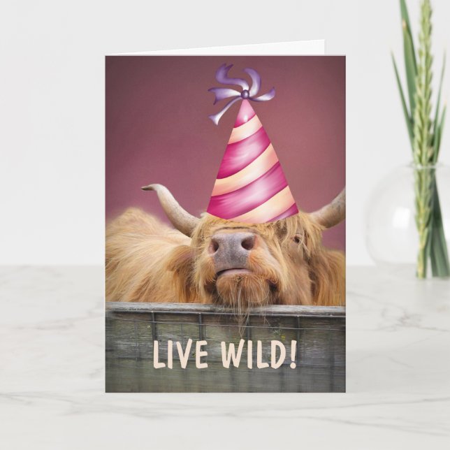 Party Steer Live Wild Geburtstag Karte (Vorderseite)