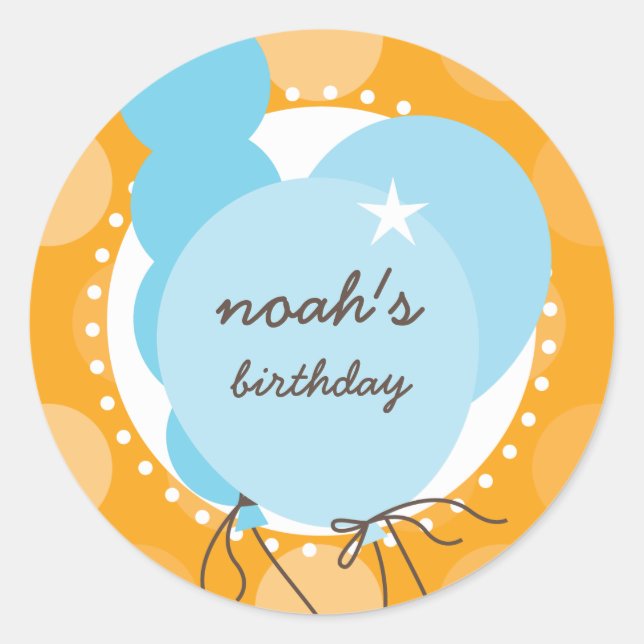 PARTY STICKERS: Ballons 1 Runder Aufkleber (Vorderseite)