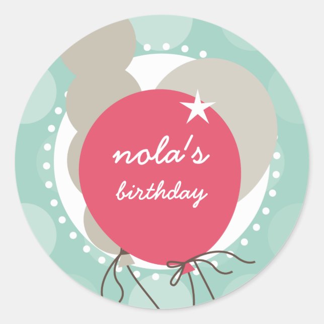 PARTY STICKERS: Ballons 4 Runder Aufkleber (Vorderseite)