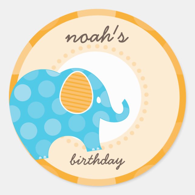PARTY STICKERS: Elefant 1 Runder Aufkleber (Vorderseite)
