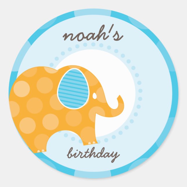PARTY STICKERS: Elefant 2 Runder Aufkleber (Vorderseite)