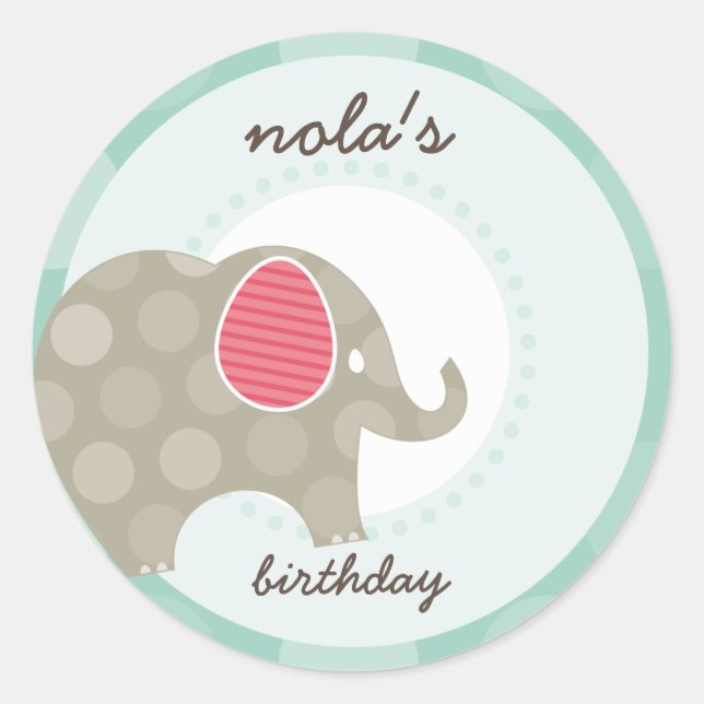 PARTY STICKERS: Elefant 3 Runder Aufkleber (Vorderseite)