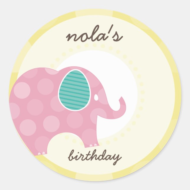 PARTY STICKERS: Elefant 5 Runder Aufkleber (Vorderseite)
