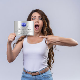 Party Student Silver Gray Royal Blue Simp Einladung