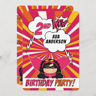 Party Superhero Pink Comic zum Geburtstag für Mädc Einladung
