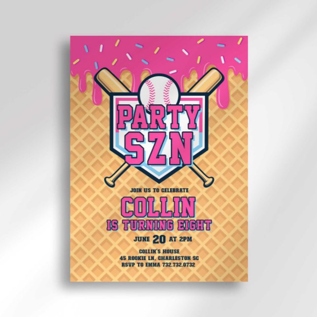 Party Szn Eis Drip Baseball Geburtstag Einladung (Von Creator hochgeladen)