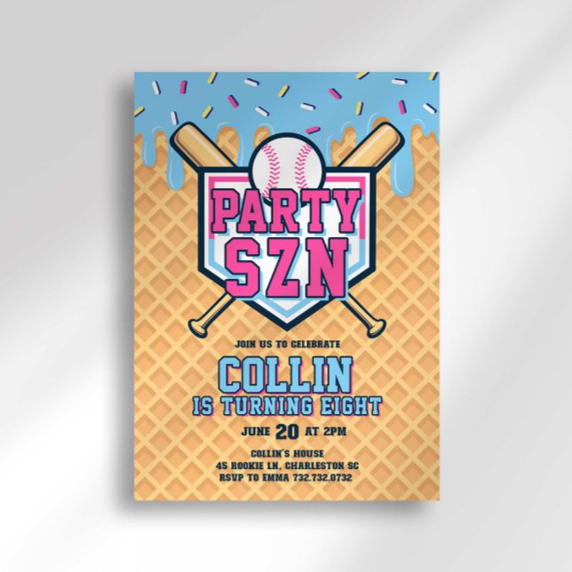 Party Szn Eis Drip Baseball Geburtstag Einladung (Von Creator hochgeladen)