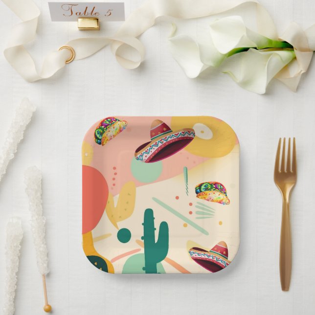 Party Tacos und Sombreros Pappteller (Hochzeit)
