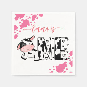 Party-Tafelgeschirr Rosa Kuh Muster personalisiert Serviette