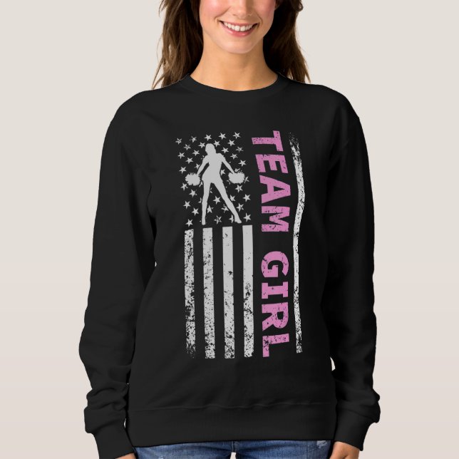 Party-Team-Girl mit US-amerikanischer Fla Sweatshirt (Vorderseite)