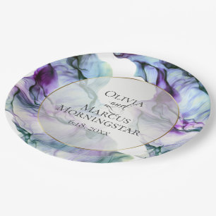 Party Teller   Lebendige Teal Indigo Abstrakte Tin