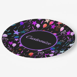 Party-Teller mit bunten Balloons und Herz Pappteller