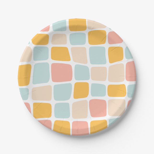 Party-Teller mit farbigen Wavy Cobblestone Pappteller (Vorderseite)