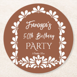 Party Terracotta talavera Runder Pappuntersetzer