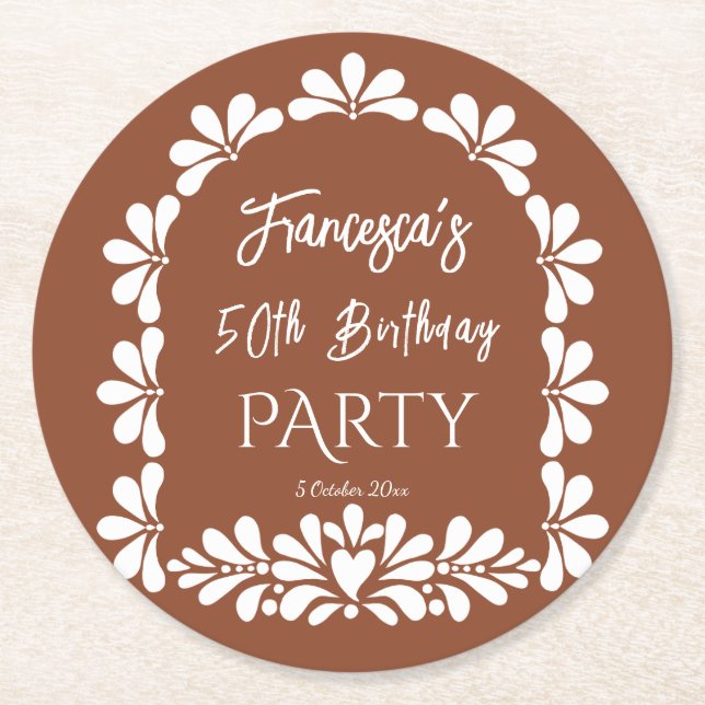 Party Terracotta talavera Runder Pappuntersetzer (Vorderseite)