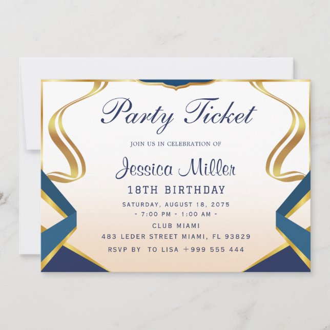 Party-Ticket-Einladung Einladung (Vorderseite)