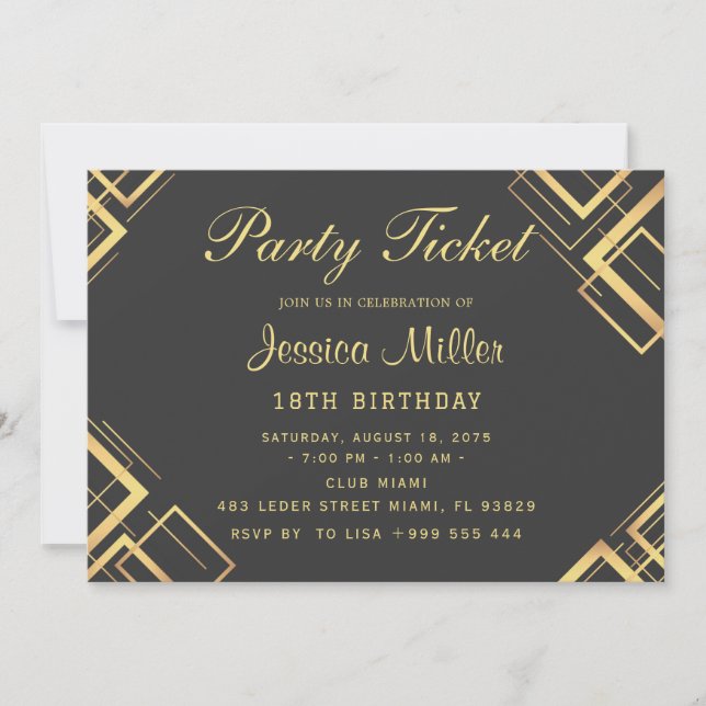 Party-Ticket-Einladung Einladung (Vorderseite)