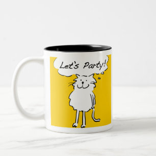 Party Tier. Katze will Party machen Zweifarbige Tasse