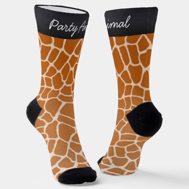 "Party Tier" Orangefarbene Giraffenfelder Tierwerb Socken (Gewinkelt)