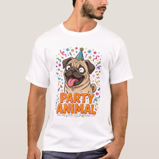 Party-Tier-Shirt mit lustigem Pug - Süßes Hunde-Ge T-Shirt