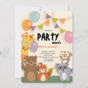 Party-Tiere Ausschneidebögen Einladung