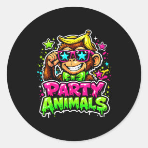 Party-Tiere Baseball-Trikot lustiger Affe lebendig Runder Aufkleber