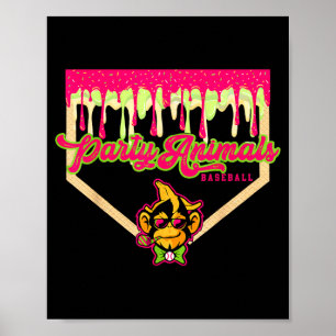 Party-Tiere Baseball tropfende Platte Affe Poster