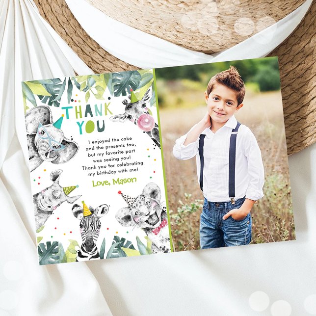 Party Tiere Boy Safari Tiere Danke Karte (Von Creator hochgeladen)