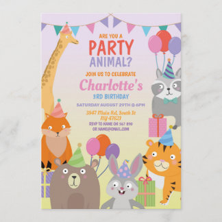 Party Tiere Geburtstag Ballon Zoo Wilder Dschungel Einladung