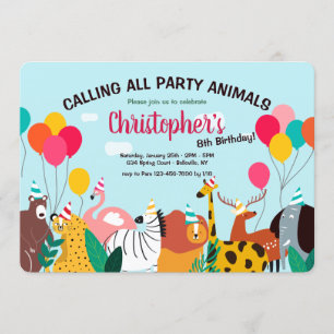 Party Tiere Geburtstagsparty Einladung