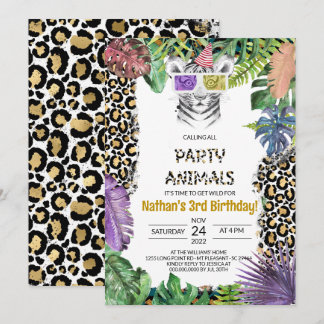 Party Tiere Girl Safari Jungle Zoo Einladung