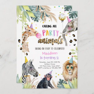 Party Tiere Girl Safari Jungle Zoo Einladung